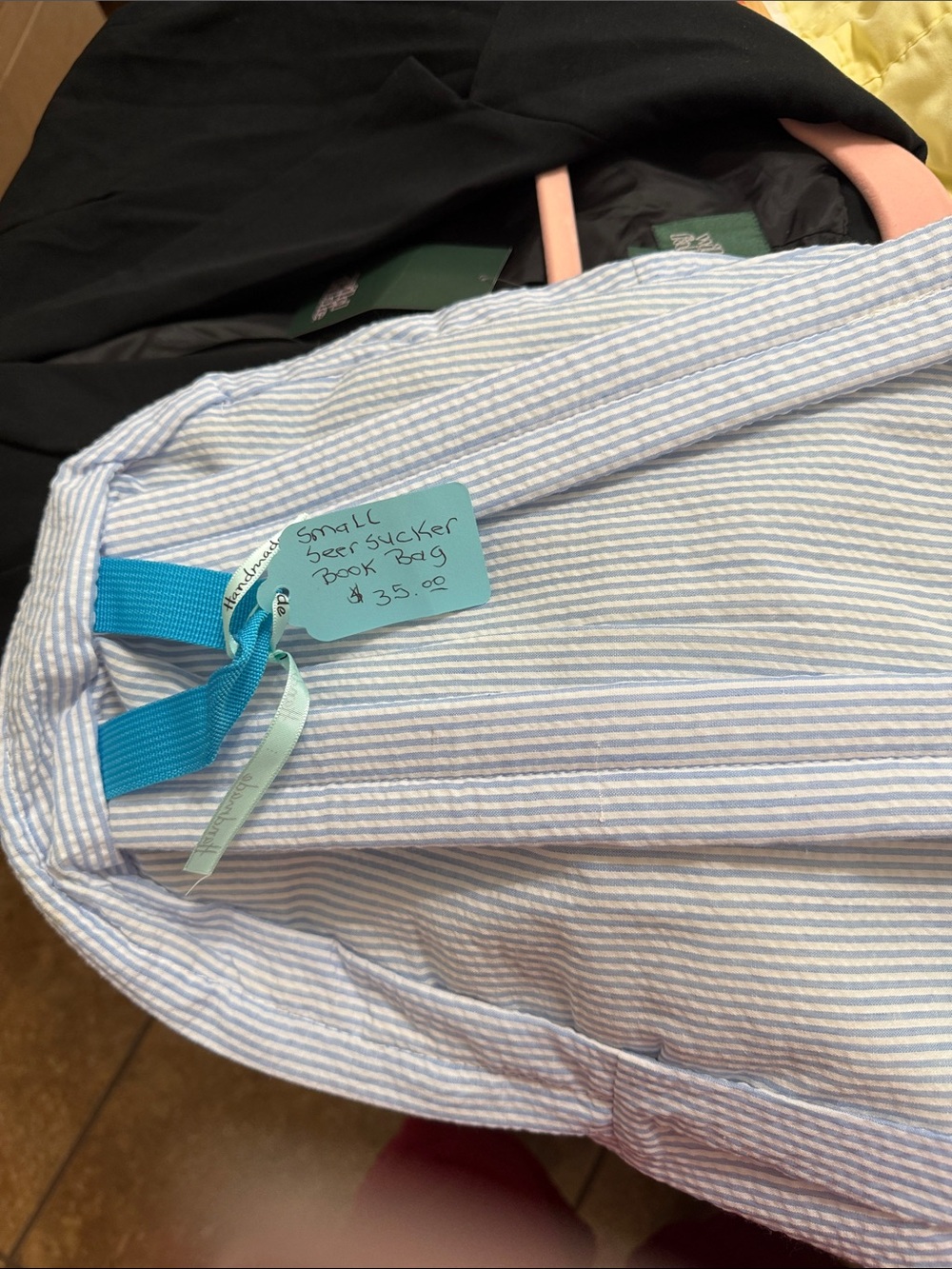 Kids Blue & White Striped backpack - Handmade???